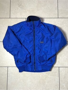 Vintage 90s Patagonia Fleece Lined Bomber Jacket Adult Size Small Blue Nylon USA